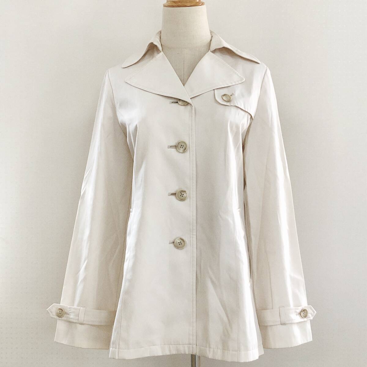 Y1465 COOL STRUTTINレディースアウター コート 長袖 薄手 ポケット 4つ穴ボタン M アイボリー 綿素材含 シンプル おしゃれ あたたか 秋冬 拍卖