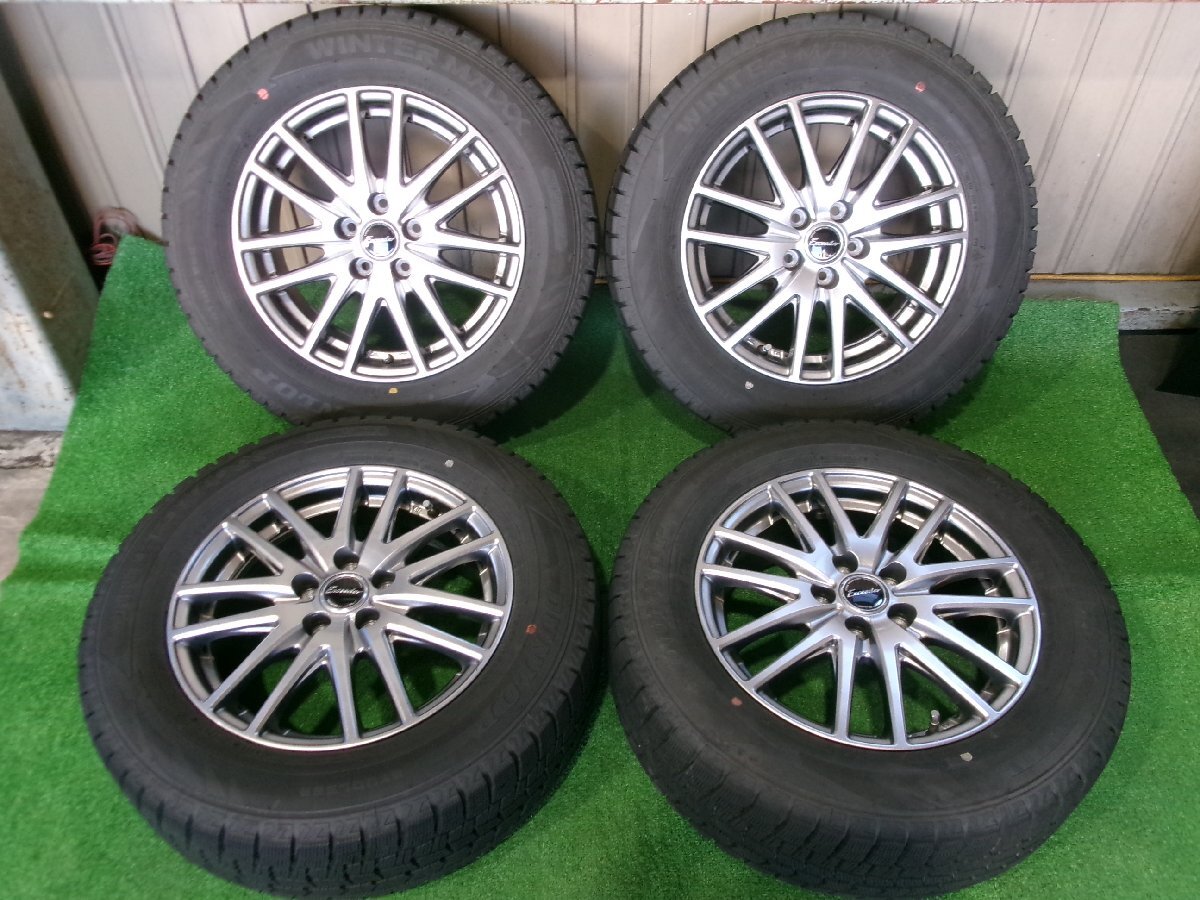 美品 バリ溝 HOT STUFF Exceeder 15インチホイール 15X6J+43 5H PCD100 ダンロップ スタッドレス 195/65R15 2022年 Y6.1223拍卖