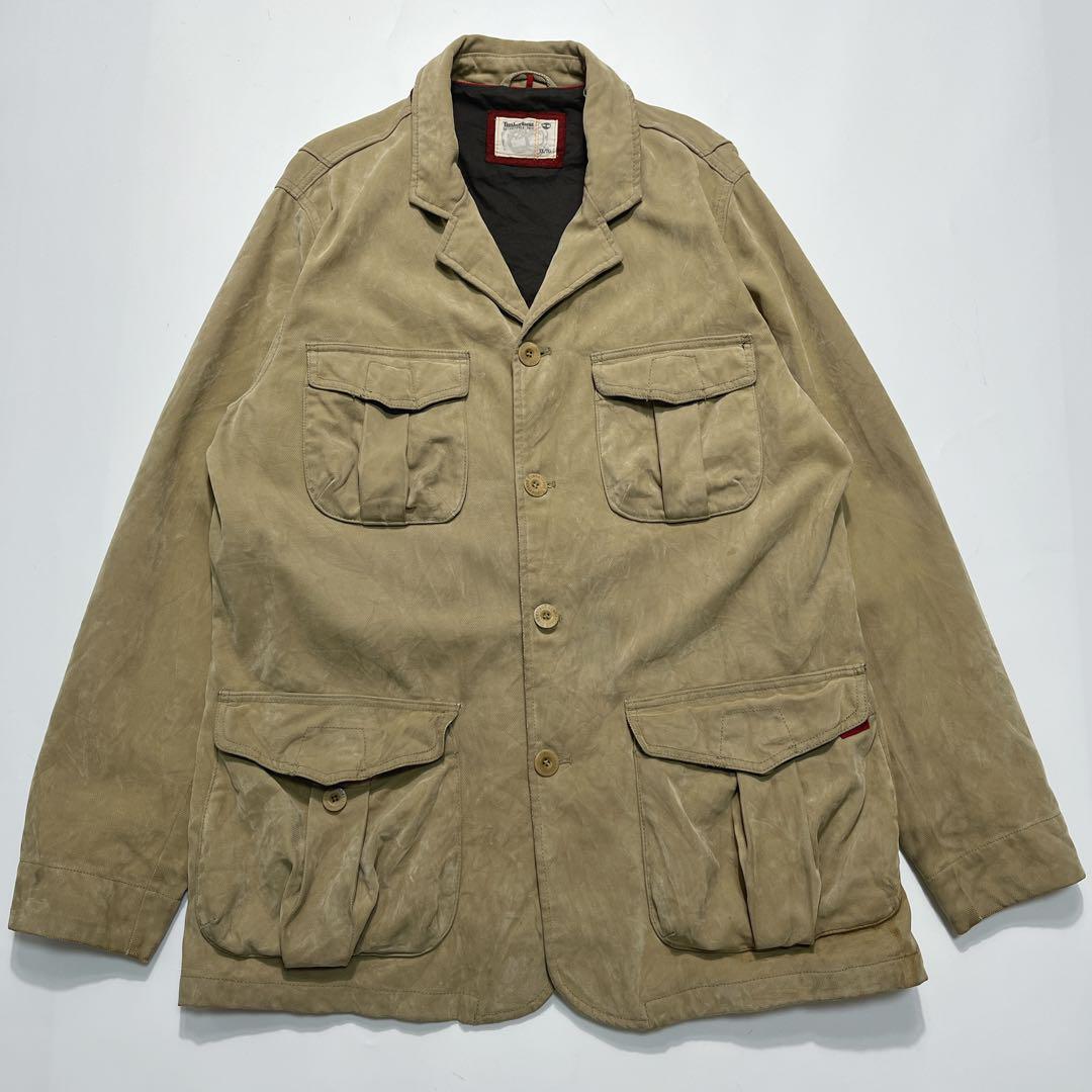 00's Timberland ティンバーランド カバーオール XL ベージュ ワンポイント 刺繍 Y2K HTK5552拍卖