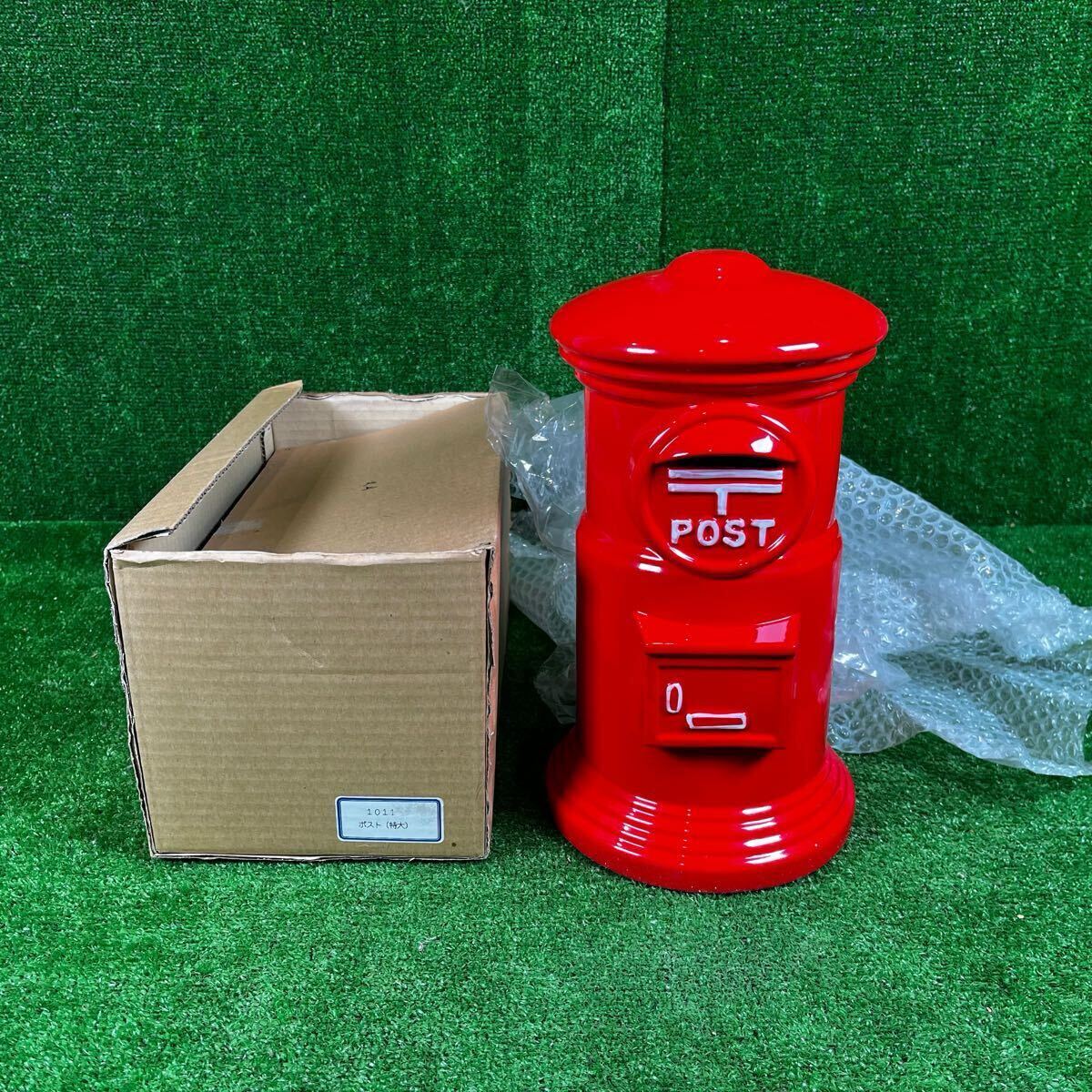 2-793】未使用 郵便ポスト 貯金箱 置物 雑貨 昭和レトロ 陶磁器 高さ30cm拍卖