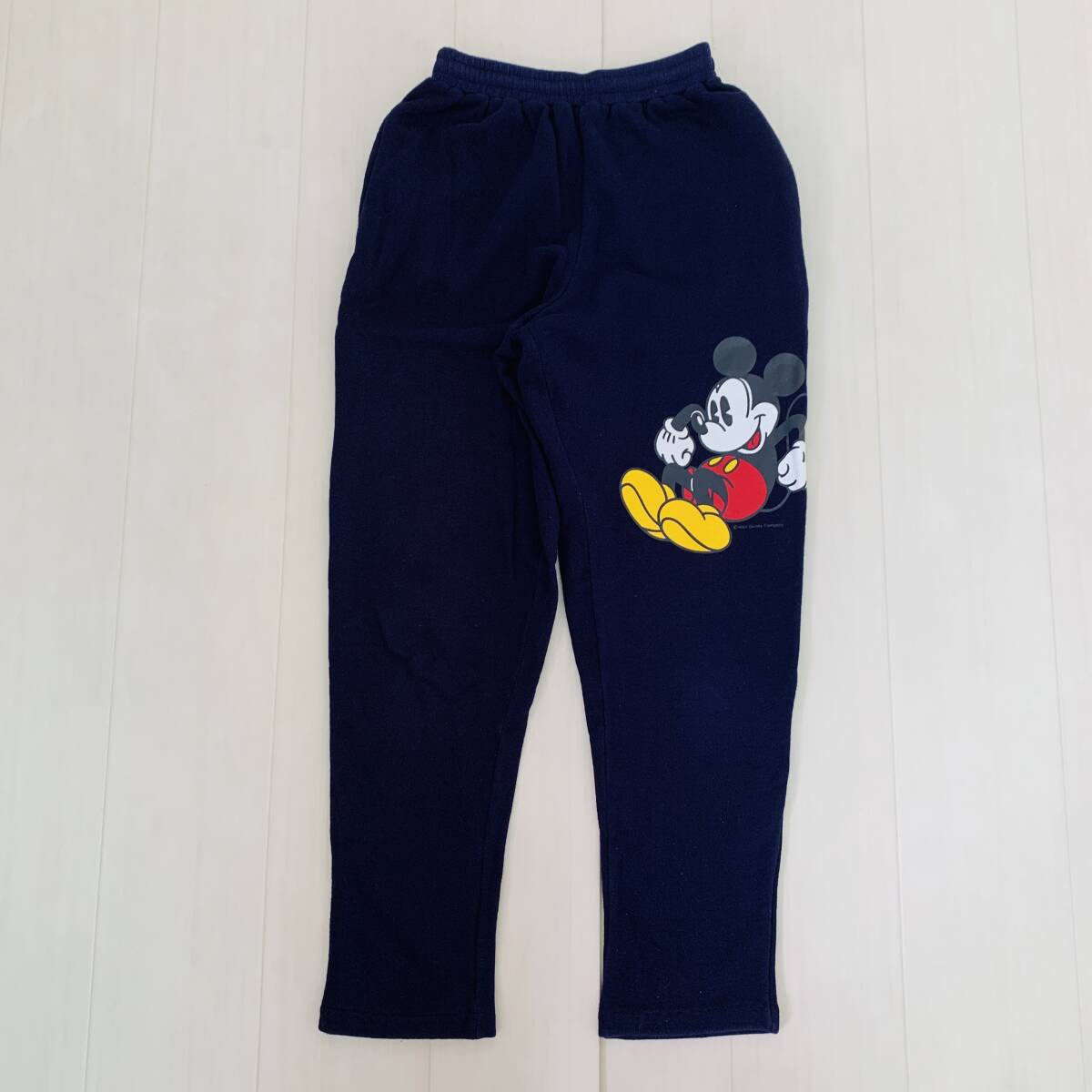 YH2076 mickey family Disney ディズニー レディース スウェットパンツ ウェストゴム 紐付き キャラクタープリント 青紫 万能 USED 古着拍卖