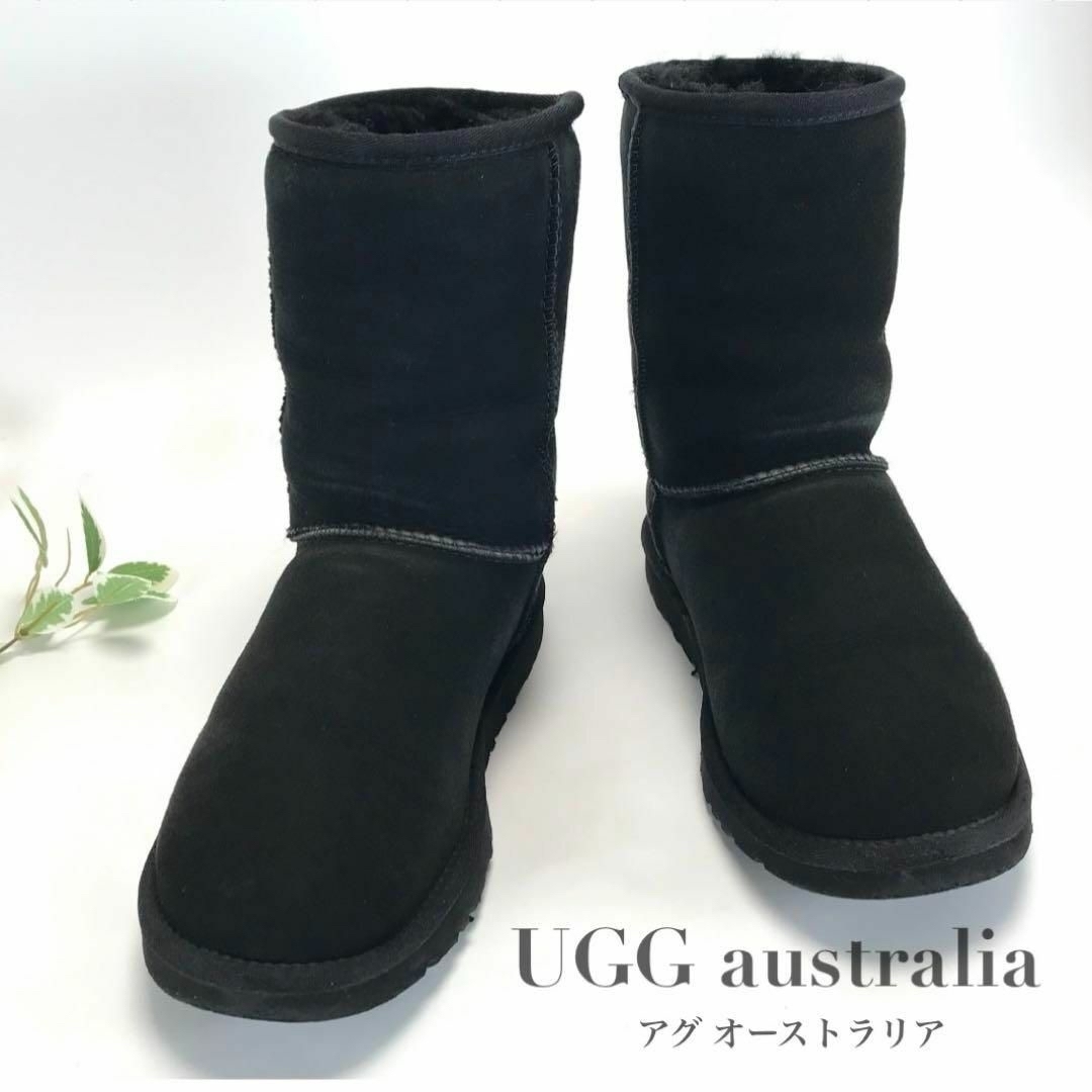 UGG australia アグ オーストラリア ムートンブーツ 5825 クラシック ショート 2 シープスキン スエード 無地 ブラック レディース ロゴ 拍卖