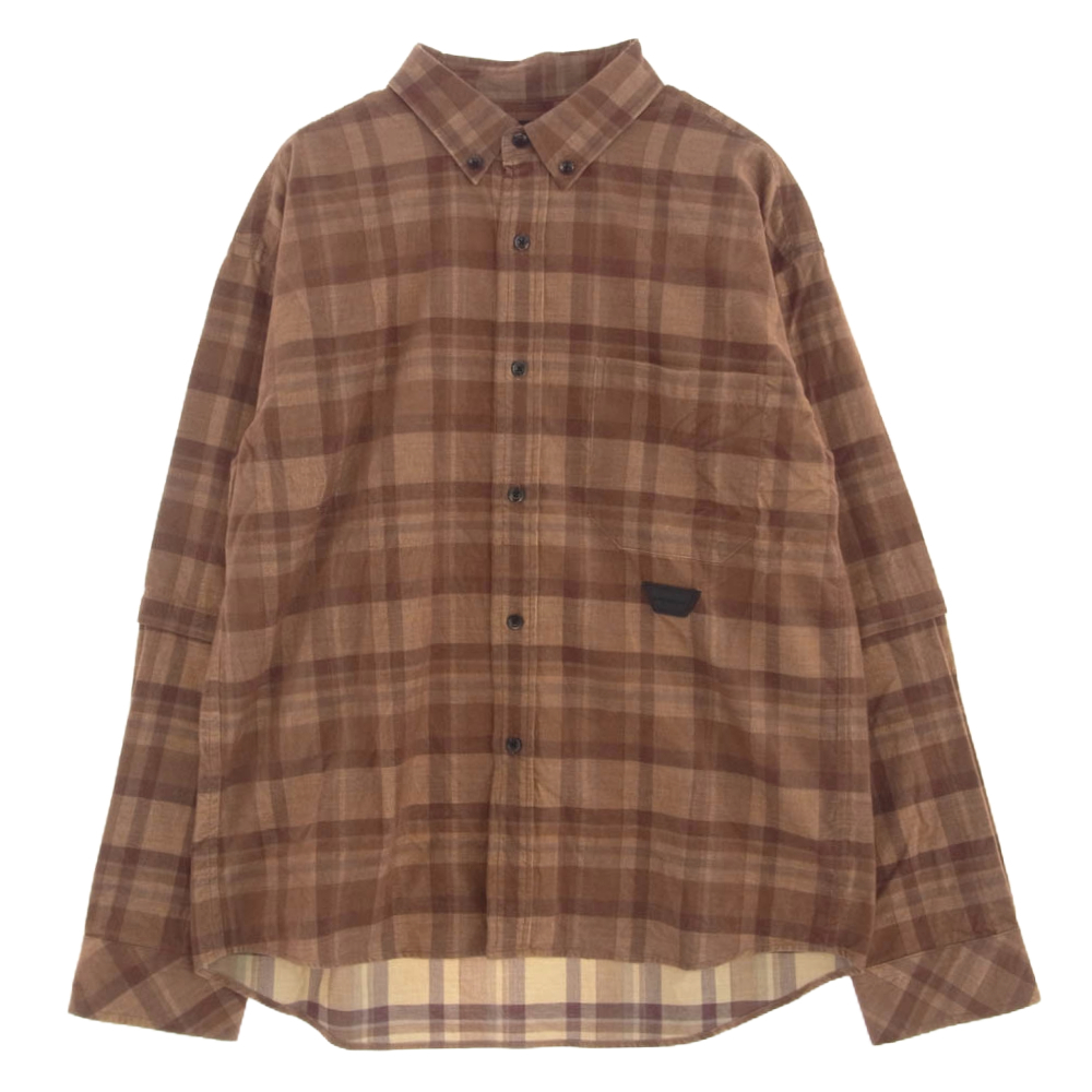 フォーサムワン FORSOMEONE 78000975 CORD BD SHIRT コーデュロイ チェック 長袖 シャツ ボタンダウン ブラウン系 46【中古】拍卖