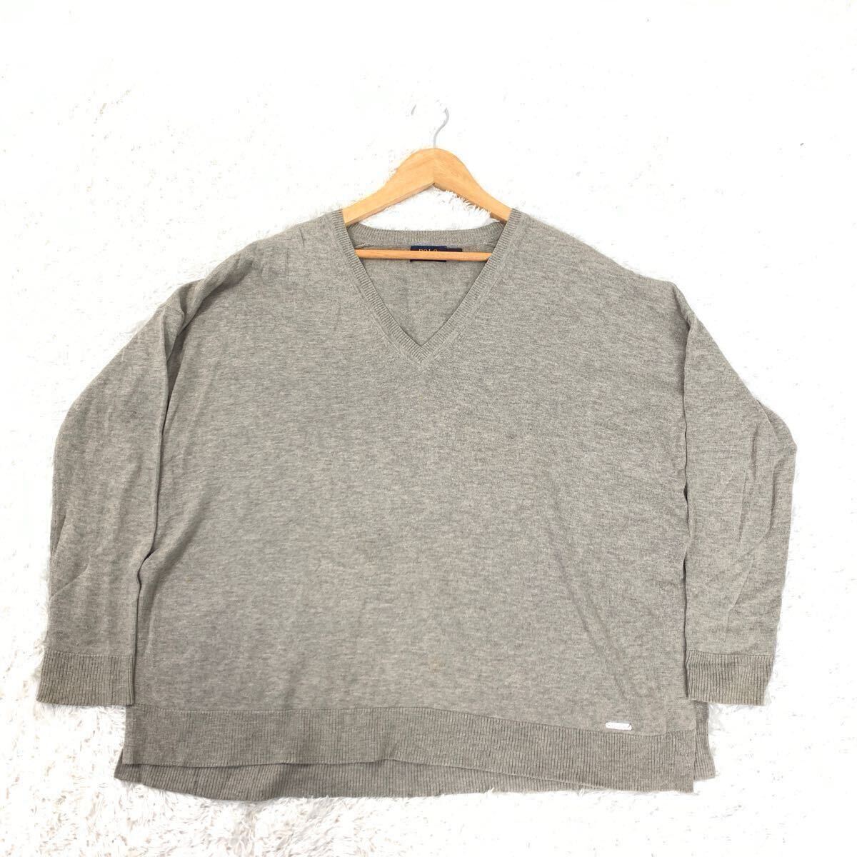 polo RalphLauren ポロ ラルフローレン 長袖ニット グレー 灰色 コットン 綿 メンズ S YA8267拍卖