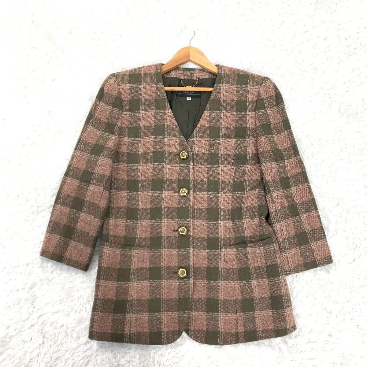 Leilian レリアン ジャケット 柄 ウール レディース 9 YA8283拍卖