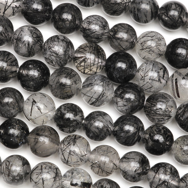 ブラックトルマリンクォーツ 丸玉 6mm【1連販売】 / 3-18 TRQ6M-X拍卖