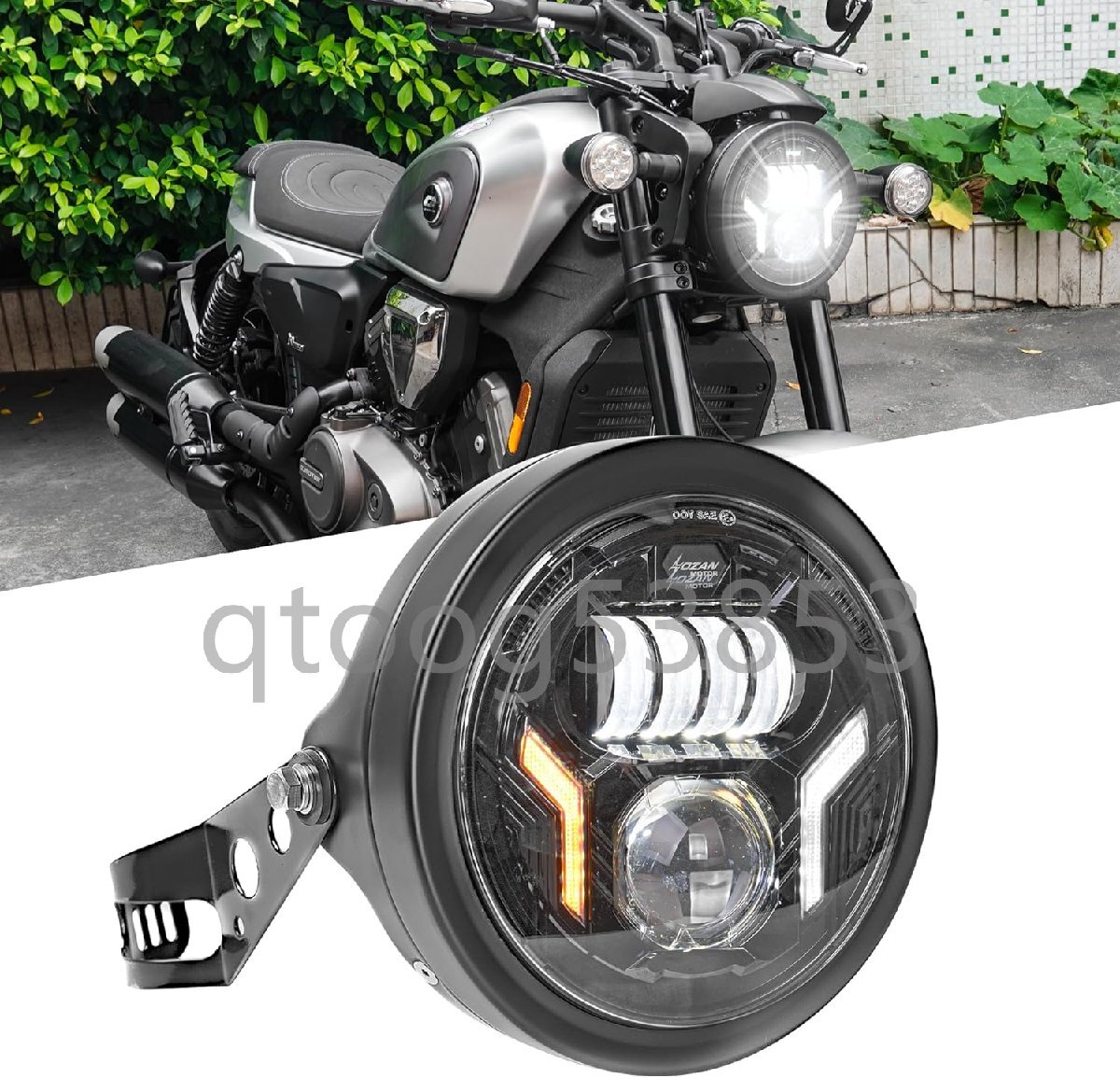 7インチバイク ヘッドライト ホワイトDRL/イエローウインカー付きHi/Lo切替 バイクledヘッドライトホンダ汎用 CB400SF CB125r VTR250拍卖