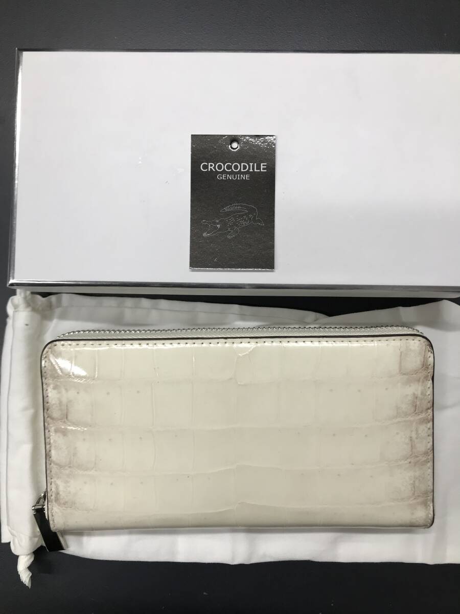 HB9284 ヒマラヤ クロコダイル 長財布 ラウンドファスナー ワニ革 レザー NATURAL 小銭入れあり 専用袋・箱付き 未使用品拍卖