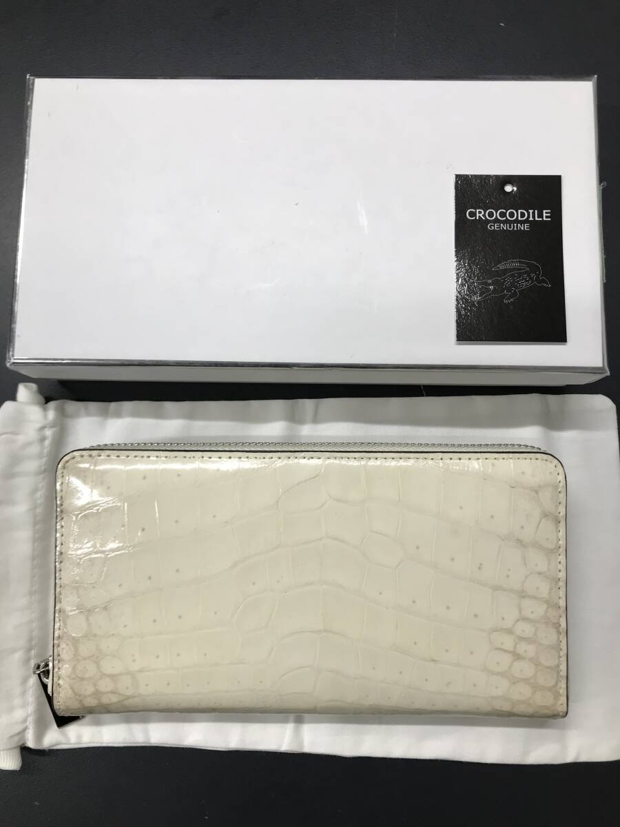 HB9035 ヒマラヤ クロコダイル 長財布 ラウンドファスナー ワニ革 レザー NATURAL 小銭入れあり 専用袋・箱付き 未使用品拍卖