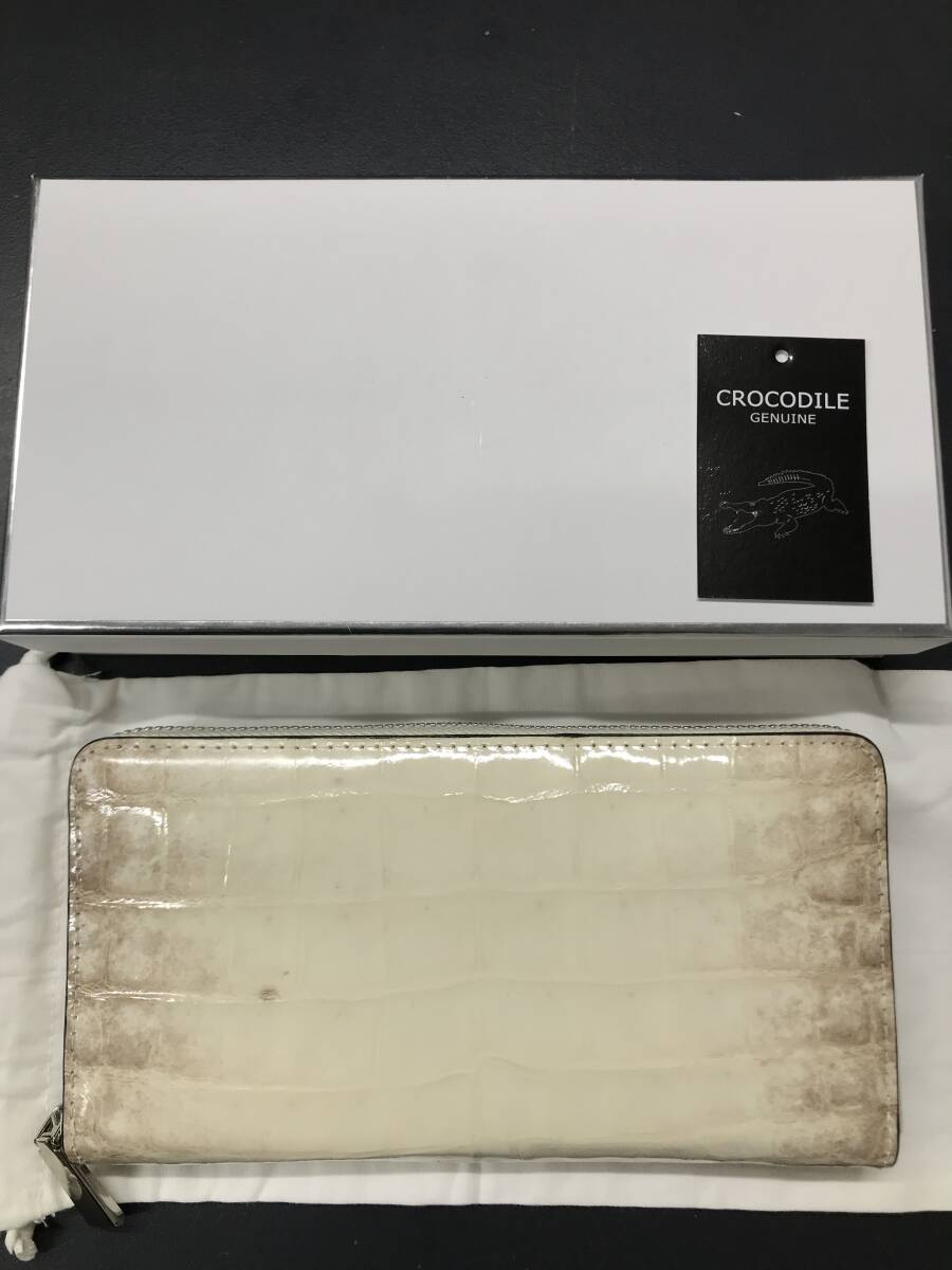 HB9037 ヒマラヤ クロコダイル 長財布 ラウンドファスナー ワニ革 レザー NATURAL 小銭入れあり 専用袋・箱付き 未使用品拍卖