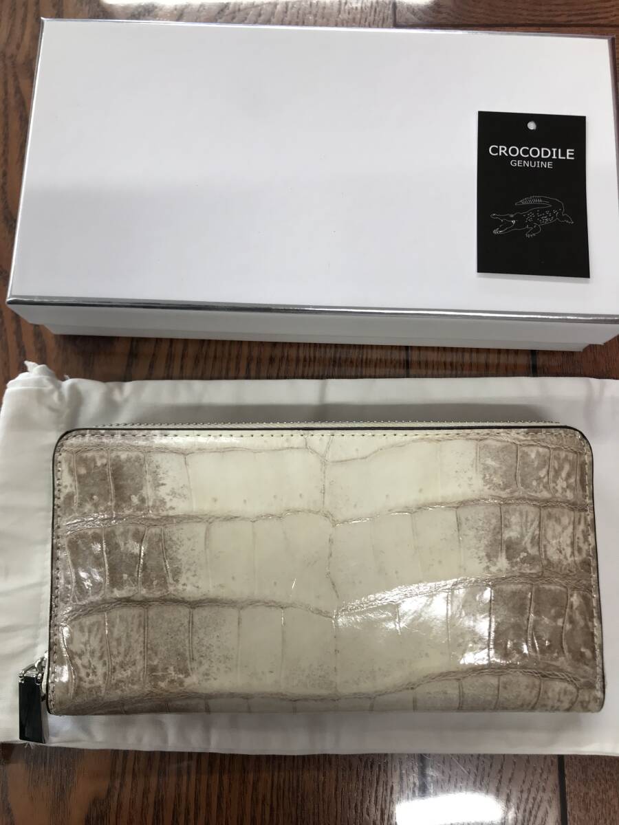 HB9929 ヒマラヤ クロコダイル 長財布 ラウンドファスナー ワニ革 レザー NATURAL 小銭入れあり 専用袋・箱付き 未使用品拍卖