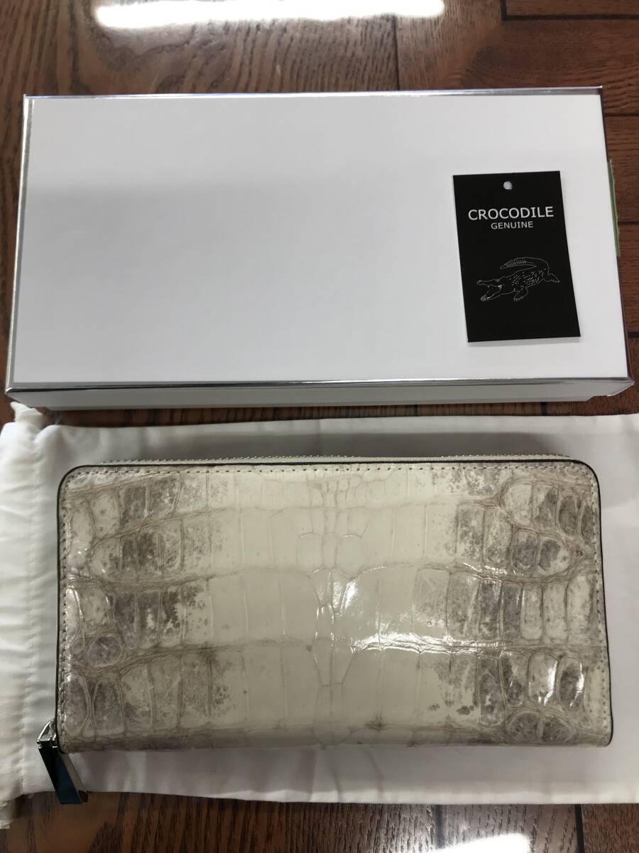 HB9243 ヒマラヤ クロコダイル 長財布 ラウンドファスナー ワニ革 レザー NATURAL 小銭入れあり 専用袋・箱付き 未使用品拍卖