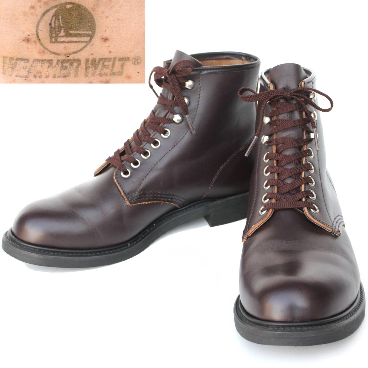 (33534)美品80s-90sREDWINGレッドウィング社OEM MASONメイソンWEATHER WELTウェザーウェルト982 8.5E 26.5cm(茶ブラウン80年代90年代USA製)拍卖