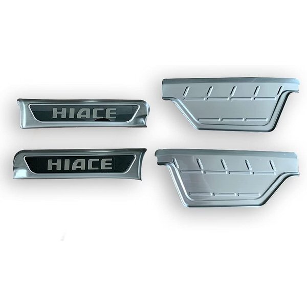 200系 ハイエース 1~6型 フロント スカッフプレート 4Pセット ロゴ入り シルバー SON-1拍卖