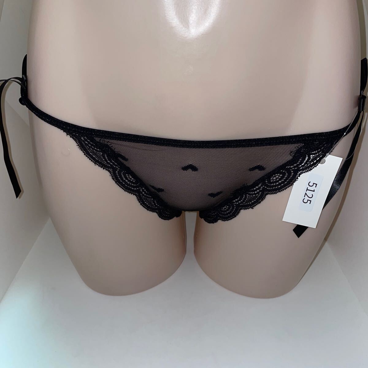 5125★ブラック★リボン×ハート柄×シースルー★フルバックショーツ拍卖