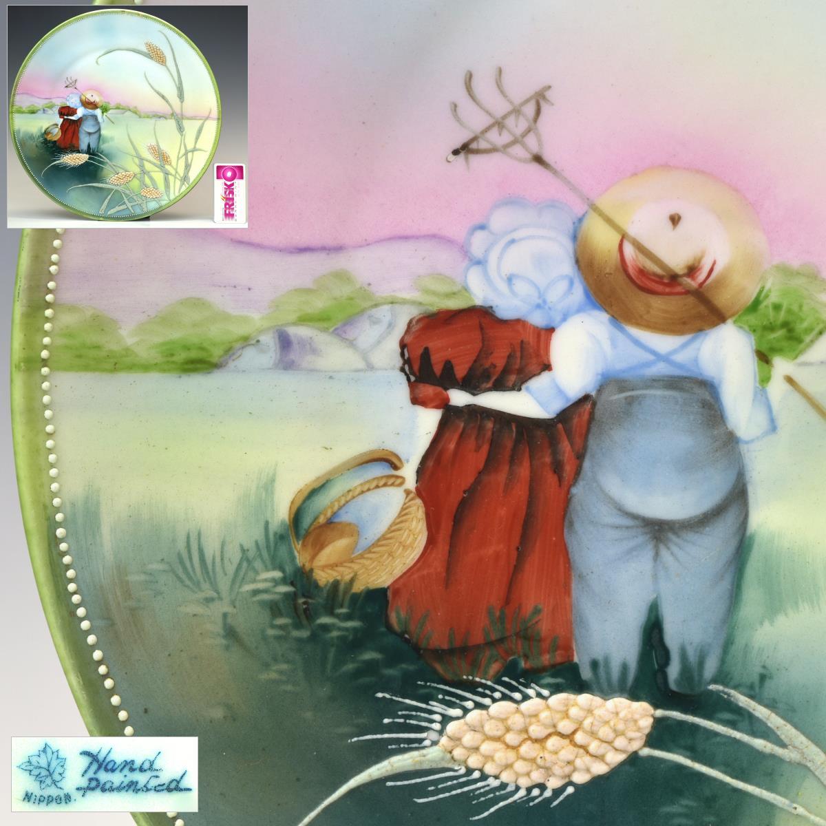 【趣楽】 オールドノリタケ 立体農園図飾り皿 直径25,5cm 本物保証 E2111拍卖