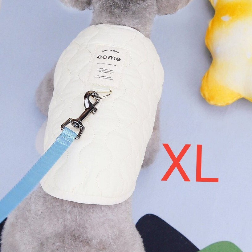 XL アイボリー かわいい ドッグウェアリング付き キルティング中綿ダウンベストそのままリードつけられます拍卖
