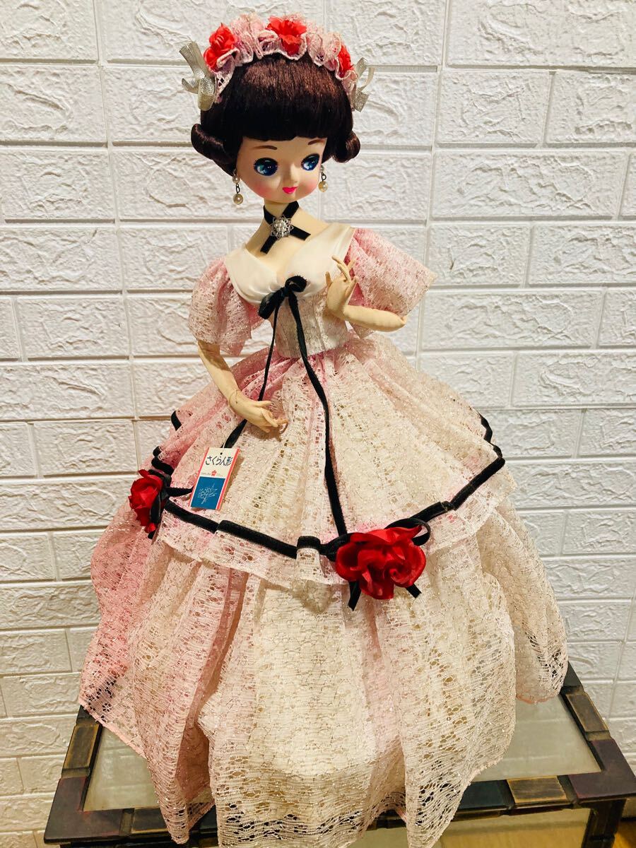 昭和レトロ 当時物 人形 さくら人形 さくらドール ピンク系レースドレス キャラクタードール 53cm アンティーク ヴィンテージ タグ付き拍卖