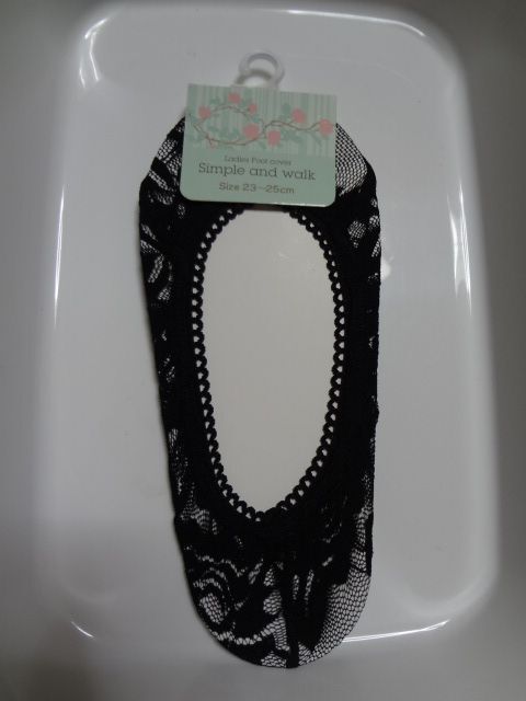 新品 Simple and walk レースカバーソックス フットカバー パンプスソックス 23~25cm ブラック 黒拍卖