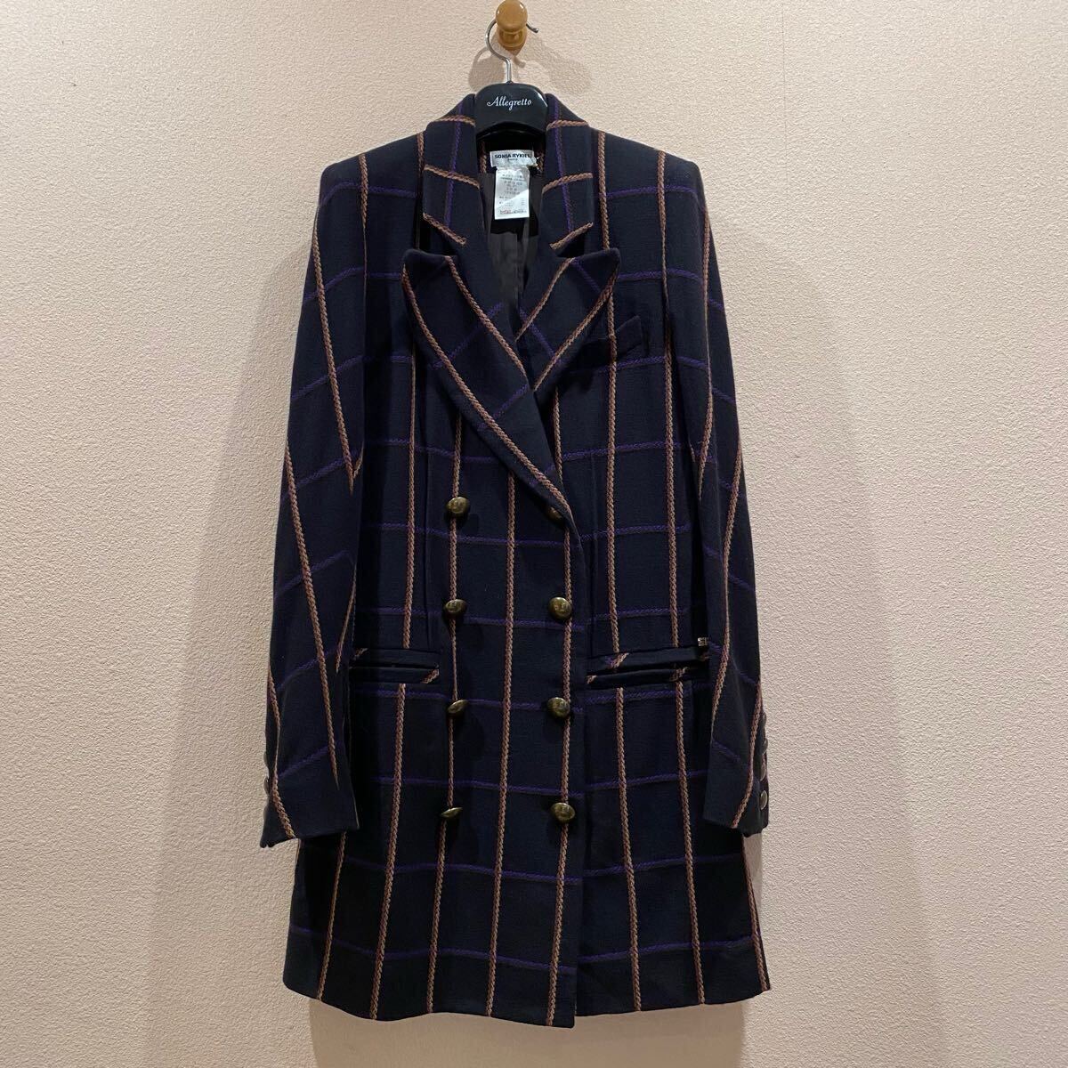 未使用 展示品 183233 SONIA RYKIEL ソニアリキエル 黒 ジャケット チェックジャケット ダブルジャケット ウール 40サイズ拍卖