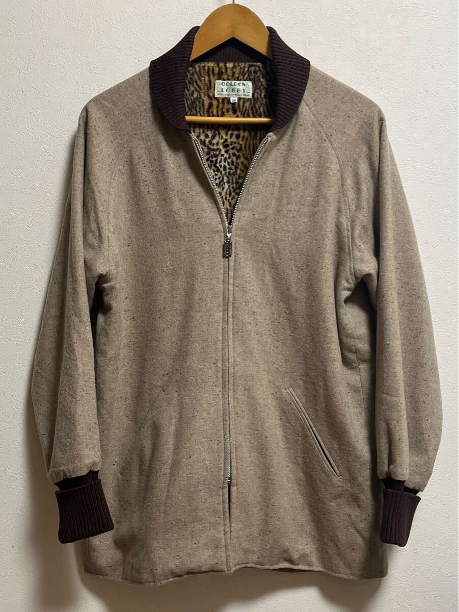 GOLDE LOBBY コート 36 ファラオコート ベージュ ネップ 豹柄 レオパード ウール コート 50s ロカビリー ゴールデンロビー ドライボーンズ拍卖
