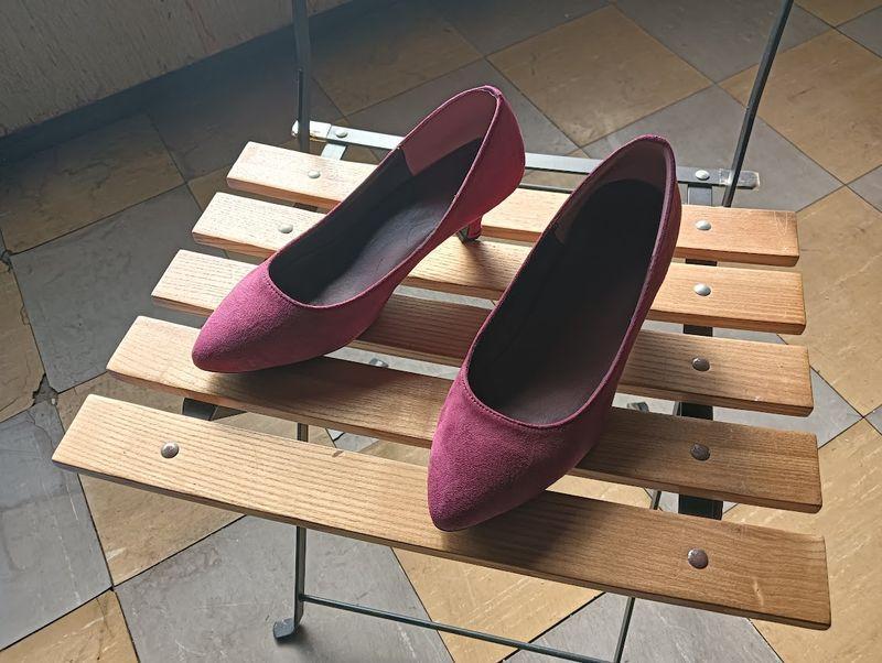 スエード パンプス レッド レディース ボルドー シューズ 靴 24cm拍卖