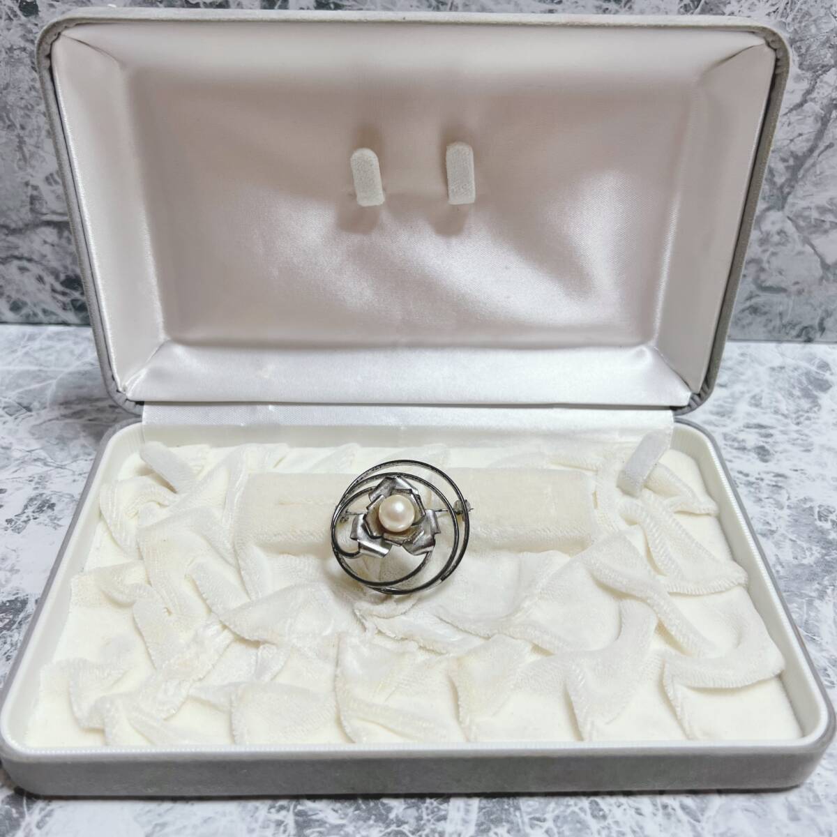 ブローチ Silver シルバー パール フラワー 真珠 アンティーク ヴィンテージ EL-1560拍卖