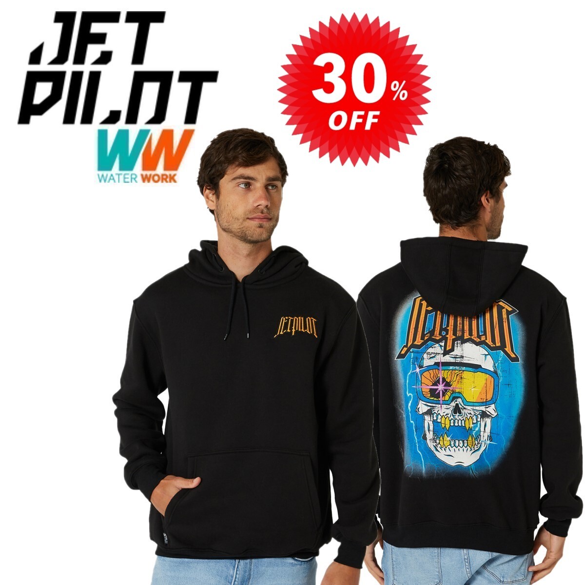ジェットパイロット JETPILOT パーカー セール 30%オフ 送料無料 モトリー プルオーバー W23707 ブラック S拍卖