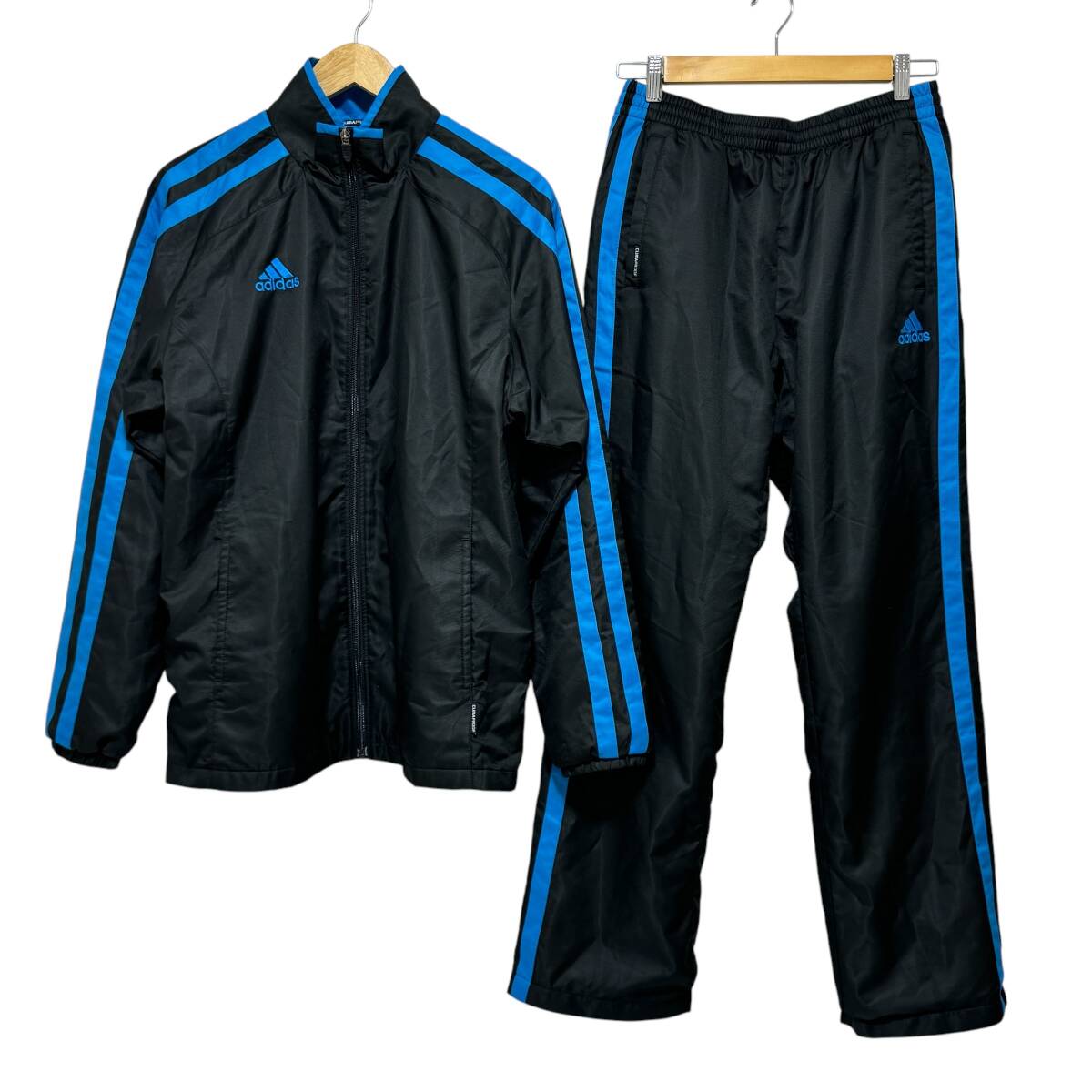 adidas アディダス 三本線 クライマプルーフ トラックスーツ 上下 セットアップ L 黒 メンズ 24-1126拍卖
