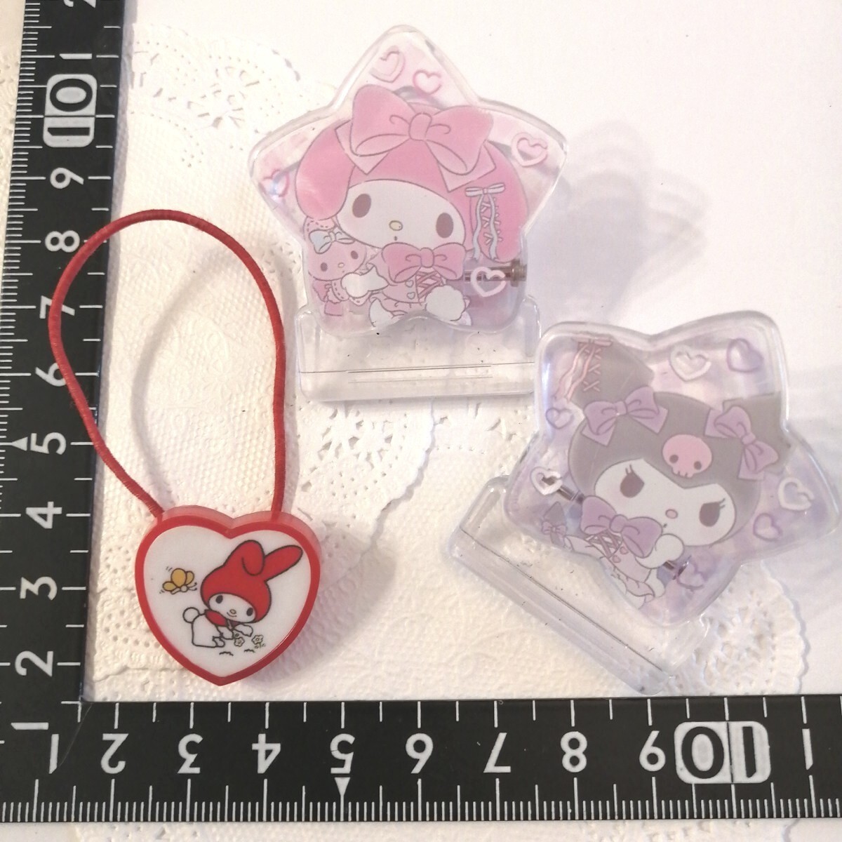 4r1121 マイメロ クロミ クリップ & 日本製 ハート ゴム レトロ セット サンリオ拍卖