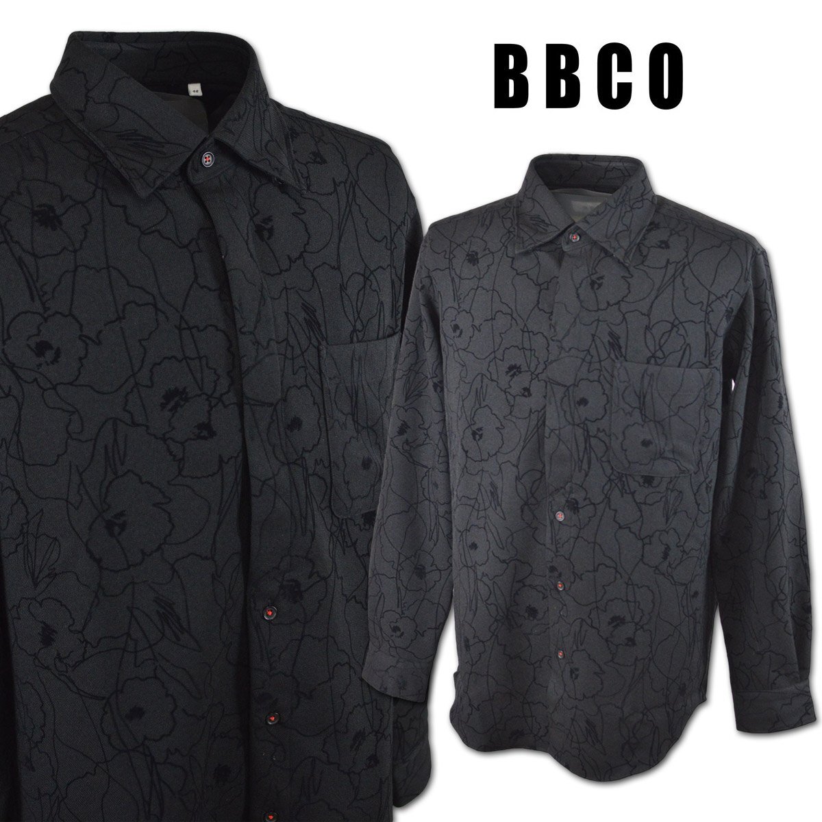 3割引【BBCO ビビコ】メンズ 長袖シャツ L(48) 黒 35-1101-01-05 アンジェロ カジュアル おしゃれ かっこいい 高級素材 @拍卖