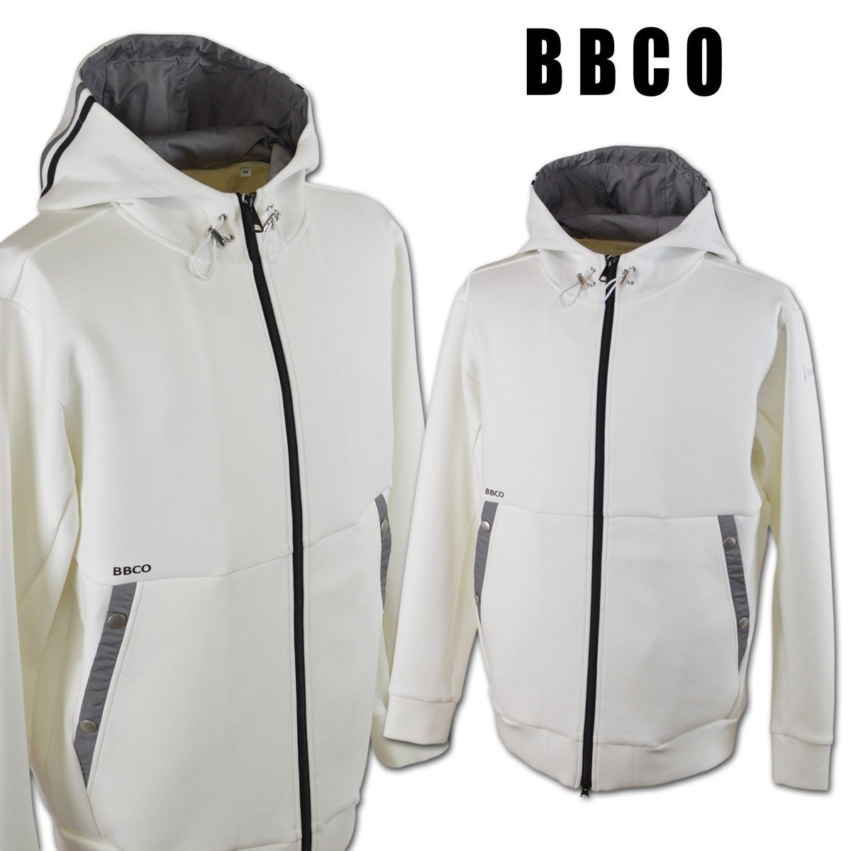 3割引【BBCO ビビコ】メンズ パーカーブルゾン L(48) 白 35-3116-01-01 アンジェロ カジュアル ゴルフ おしゃれ かっこいい 高級素材 @拍卖