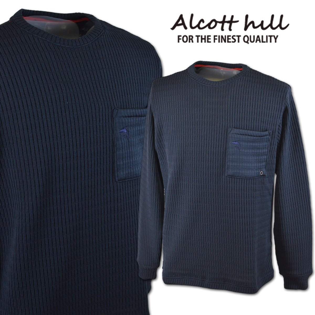 3割引【Alcott hill アルコットヒル】メンズ 長袖Tシャツ L(48) 紺 35-1503-10-49 アンジェロ 秋冬用 カジュアル おしゃれ かっこいい @拍卖
