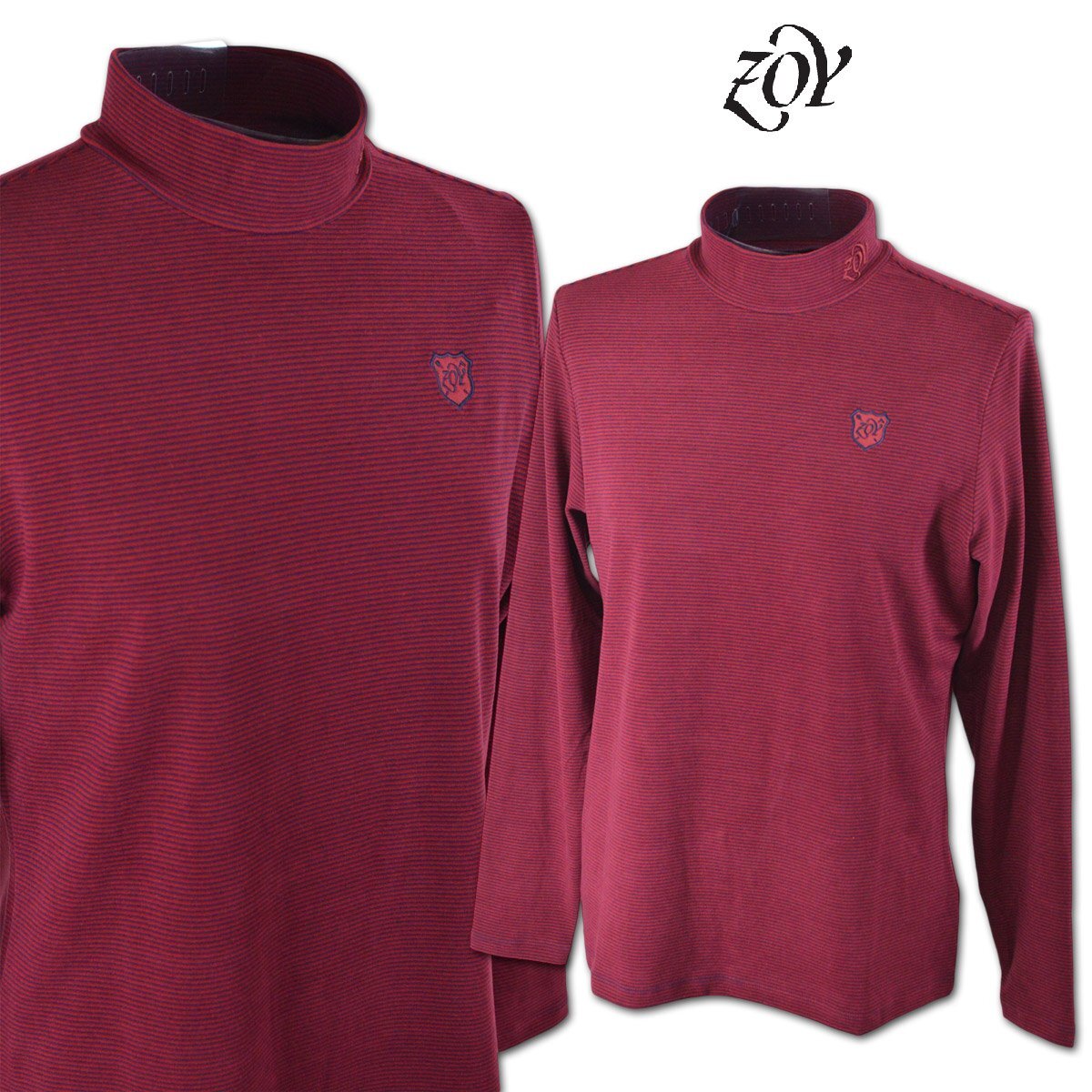 3割引★ZOYゾーイ★レディース 長袖ハイネックシャツ 40(L) 11号 赤 071644025-15 ゴルフ おしゃれ 上質素材 モックネック @拍卖