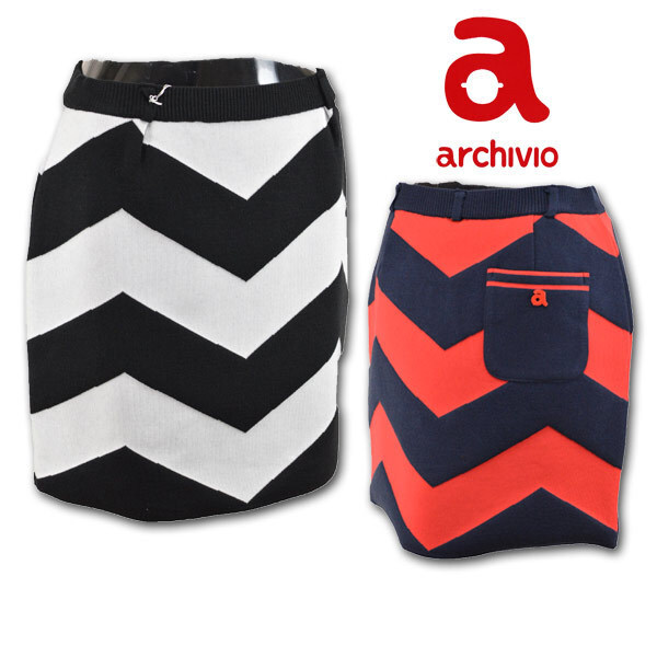 4割引★アルチビオ レディース★スカート S(36)7号 紺×赤 816828-220 archivio ゴルフ ニット 日本製 おしゃれ 上質 @拍卖