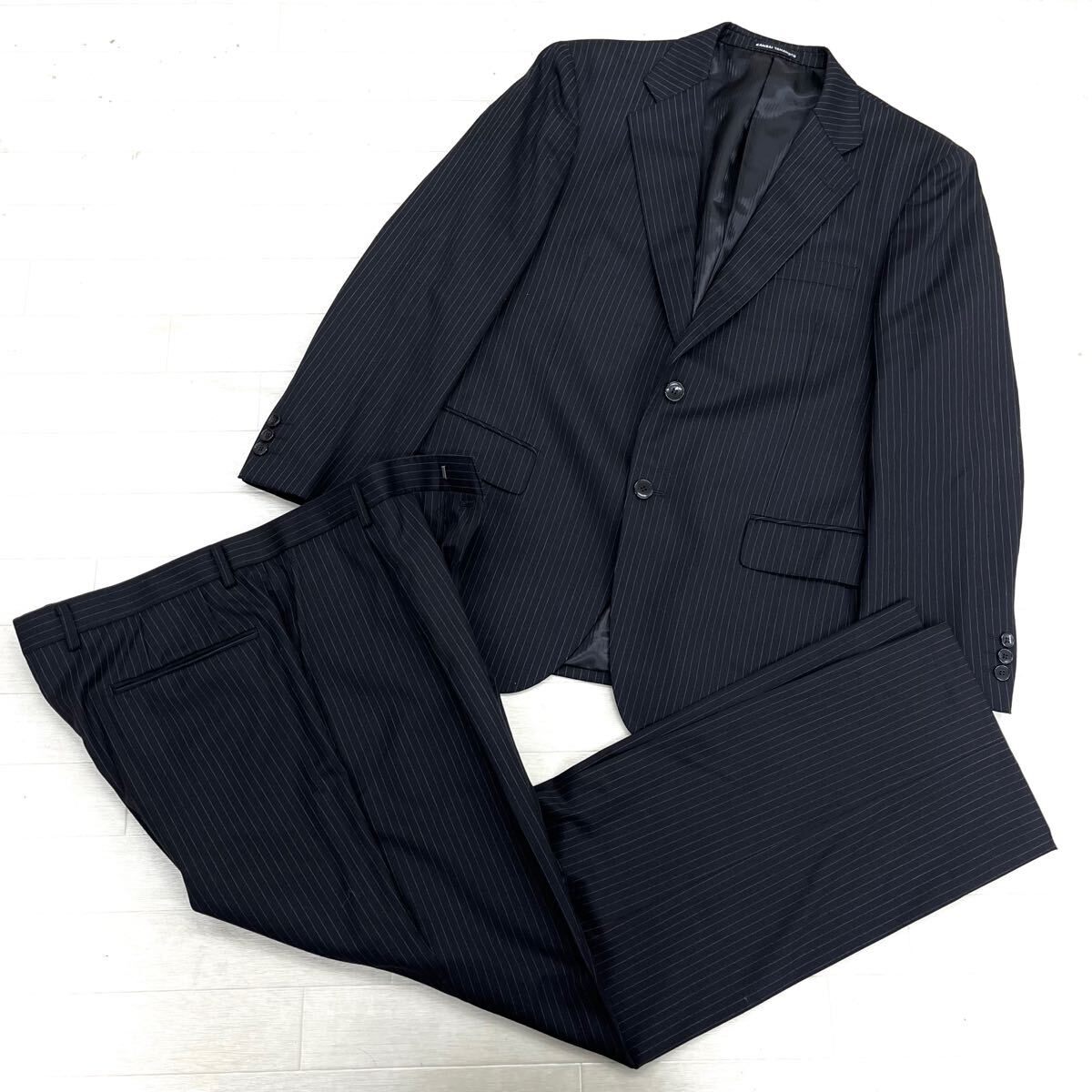 1648◎ ① KANSAI YAMAMOTO カンサイ ヤマモト セットアップ スーツ テーラード ジャケット スラックス パンツ ブラック メンズAB5拍卖