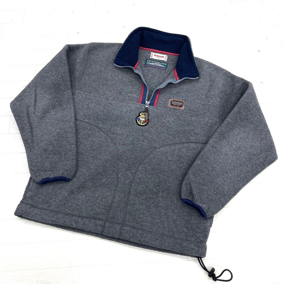 1667◎ McGREGOR マックレガー トップス フリース ジャケット ハーフジップ 長袖 ロゴ ワッペン カジュアル グレー メンズM拍卖