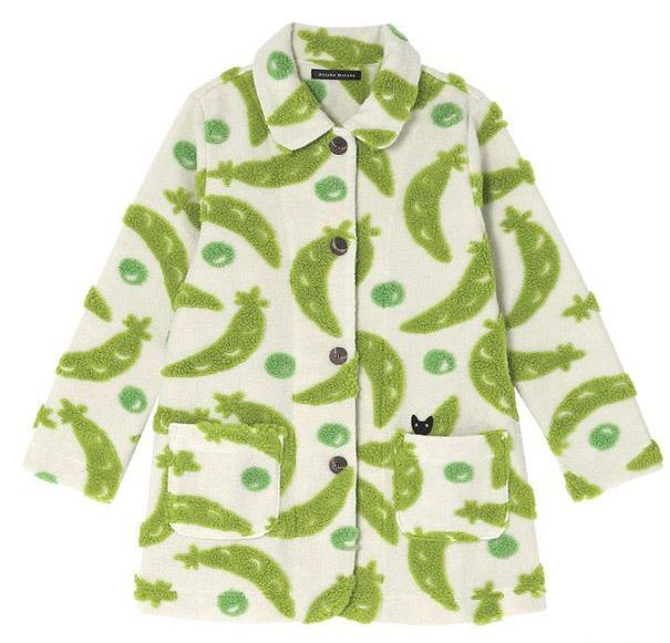 Mサイズ マタノアツコ俣野温子☆ワコール新品タグ付 ガウン ジャケット ローブ コート グリンピースGR 長袖ボアジャガード 防寒暖か拍卖