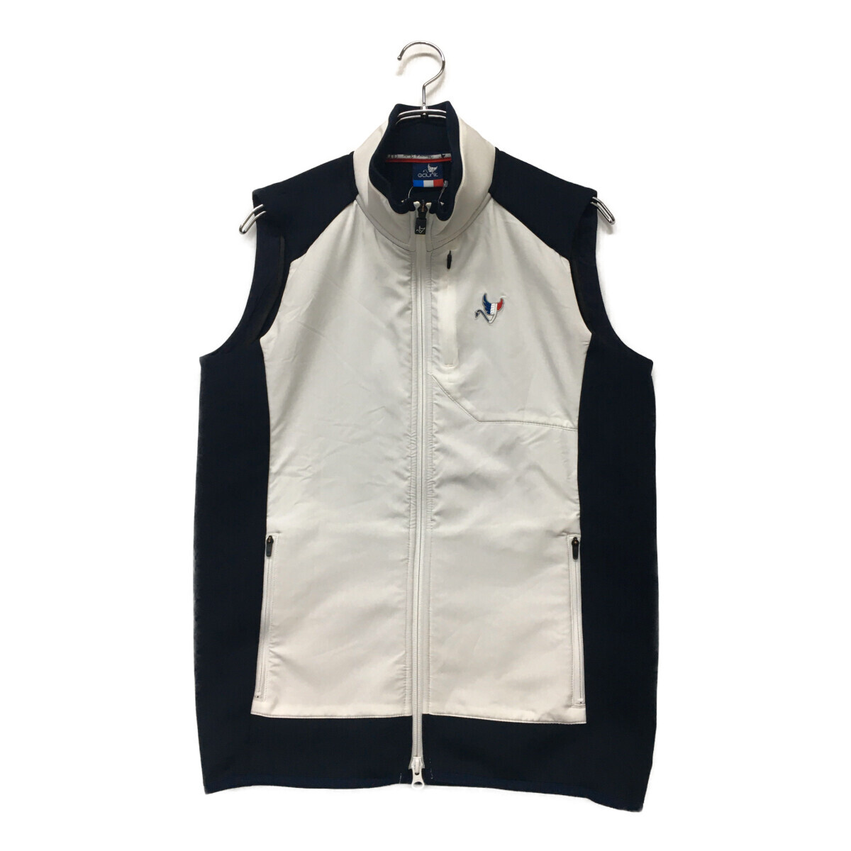 coco 中古【値下げ】クランク Clunk メンズ ベスト M 白×紺 ストレッチ ダンボールニット レターパックプラス発送可 K3110拍卖