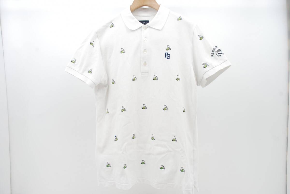 coco 中古【値下げ】 パーリーゲイツ PEARLY GATES メンズ 半袖ポロシャツ 5(L) 白 ホワイト 刺しゅう レターパックプラス発送可 61767拍卖