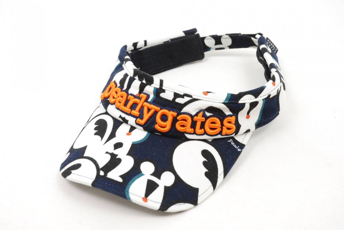 coco 中古【値下げ】 パーリーゲイツ PEARLY GATES サンバイザー フリー ネイビー 紺 リス総柄 レターパックプラス発送可 85563拍卖