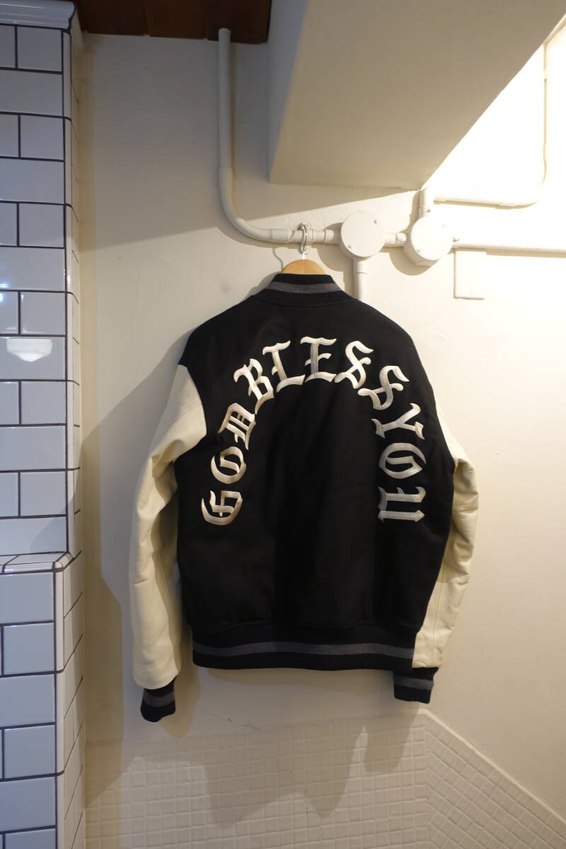 ワコマリア 背中 刺繍 袖レザー ジャケット サイズM GOD BLESS YOU 拍卖