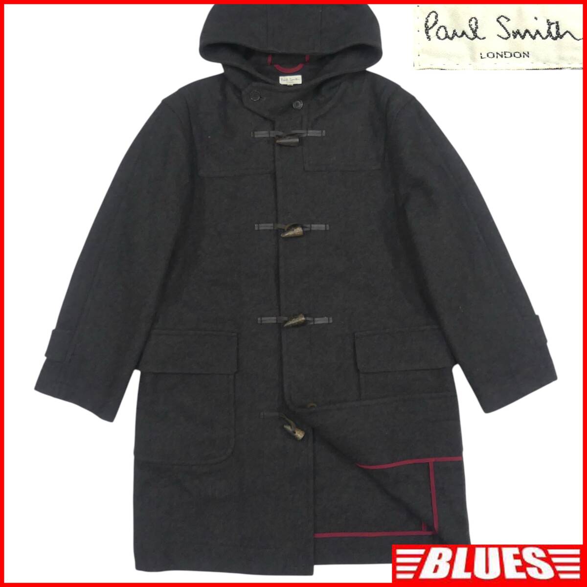 即決★Paul Smith★メンズ L ダッフルコート ポールスミス グレー ロングコート 通勤 ジャケット 通学 ウール トグルボタン拍卖