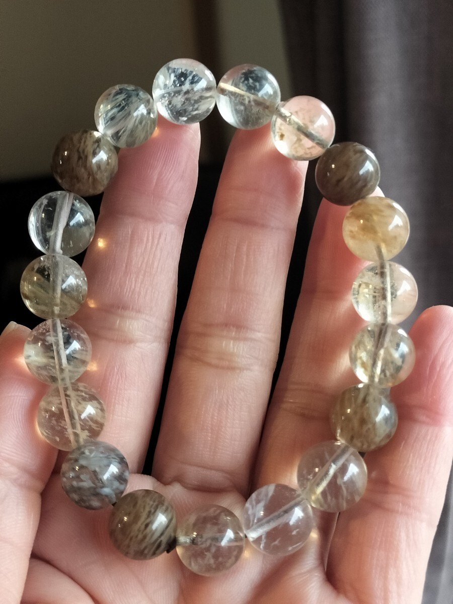天然水晶 ガーデンクォーツ 庭園水晶 透明茶水晶 ブレスレット 10mm拍卖