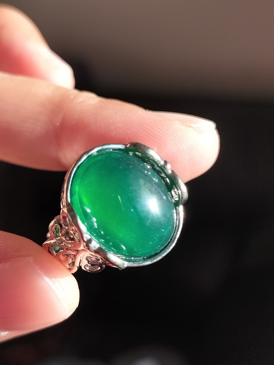 緑玉髓 瑪瑙 天然石 リング 指輪 フリサイズ拍卖