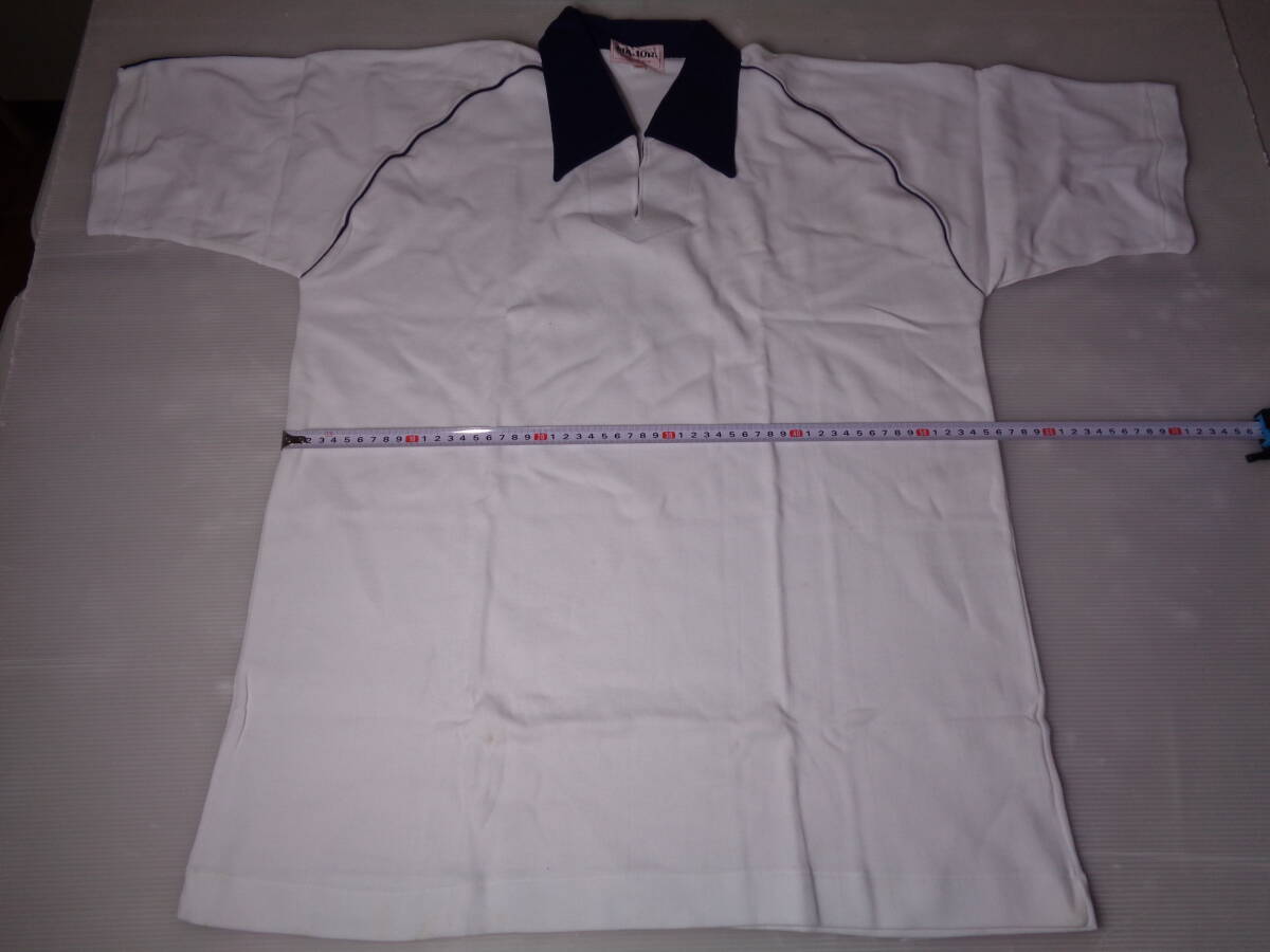 B5(特大)白×紺 MAJOR 半袖シャツ 体操着 体操服 昭和レトロ 未使用カビシミ!難有!拍卖
