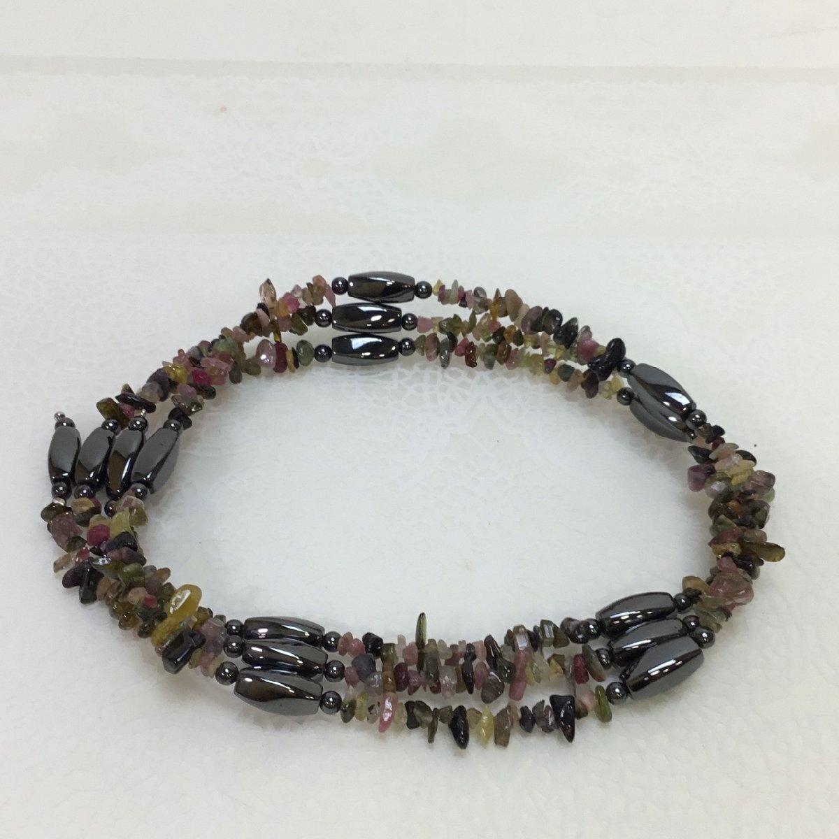 【中古品/CH】ヘマタイト 磁器入りブレスレット フリーサイズ 男女兼用 ユニセックス ファッション RS1207/0000拍卖