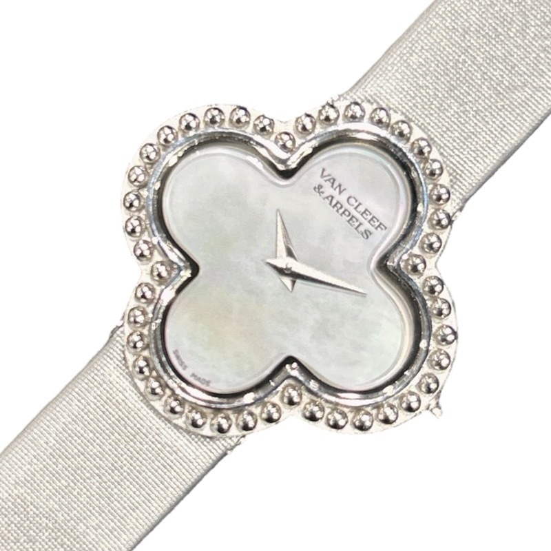ヴァンクリーフ&アーペル Van Cleef & Arpels アルハンブラ ホワイトシェル 336574 K18ホワイトゴールド 腕時計 レディース 中古拍卖