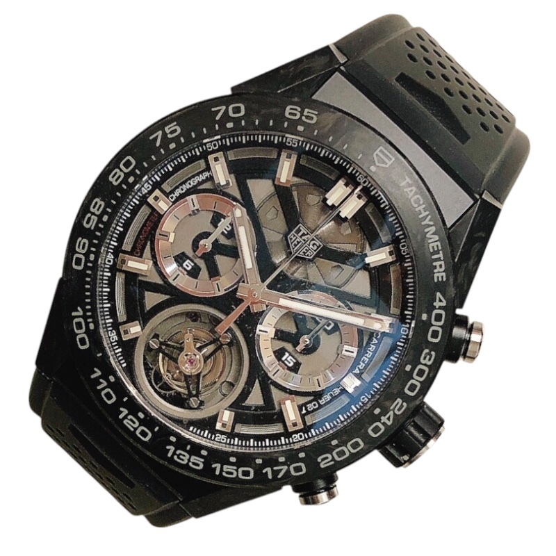 タグ・ホイヤー TAG HEUERカレラキャリバーホイヤー02トゥールビヨンクロノグラフCAR5A8W.FT6071チタン(PVD加工)/カーボン腕時計メンズ中古拍卖