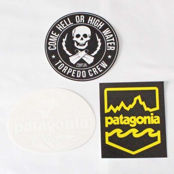 訳有り パタゴニア ステッカー 3種セット PATAGONIA STICKERS SET トーピードクルー スカル 骸骨 北斎ウェーブ バッジ シール コレクション拍卖